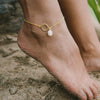 Anklet 925 Sterling Silver Natural Pearl Geometric Style Women's