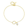 Anklet 925 Sterling Silver Natural Pearl Geometric Style Women's