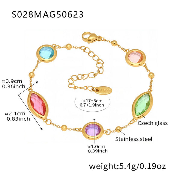 Anklet Titanium Steel Gold Plated With Artificial Gemstones And Semiprecious Stones Geometric Style Jewelry