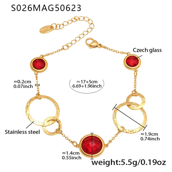 Anklet Titanium Steel Gold Plated With Artificial Gemstones And Semiprecious Stones Geometric Style Jewelry