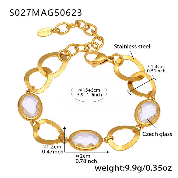 Anklet Titanium Steel Gold Plated With Artificial Gemstones And Semiprecious Stones Geometric Style Jewelry