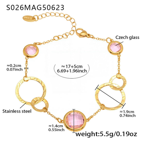 Anklet Titanium Steel Gold Plated With Artificial Gemstones And Semiprecious Stones Geometric Style Jewelry
