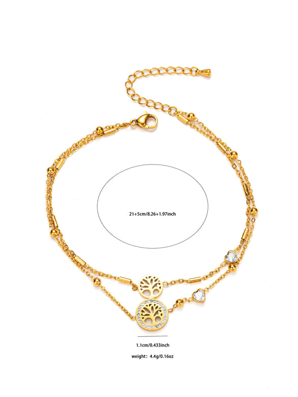 Anklet Titanium Steel Heart Butterfly Flower Electroplated Jewelry Fashion