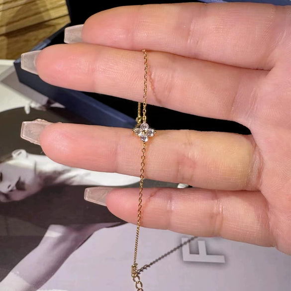 Anklet Zircon Four Leaf Clover Flower Light Luxury