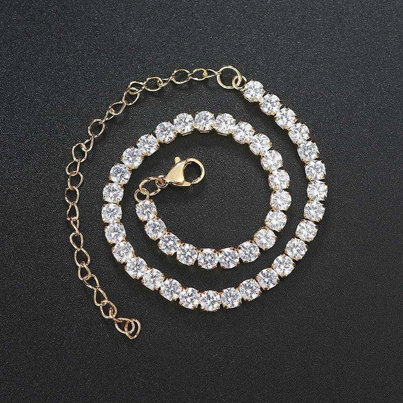 Anklet Zircon Gold Plated Geometric Female Jewelry