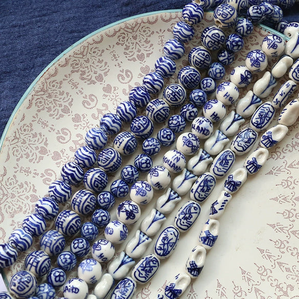 Antique Blue And White Porcelain Beads Handmade Earrings Accessories