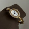 Antique Oval Mini Bathtub Golden Women's Quartz Wristwatch With Stainless Steel Buckle And Metal Case In Medieval Style