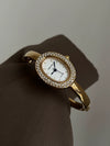 Antique Oval Mini Bathtub Golden Women's Quartz Wristwatch With Stainless Steel Buckle And Metal Case In Medieval Style