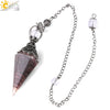 Antique Silver Tone Natural Crystal Tapered Pendant Necklace With Colorful Stone Resin Design Personality Jewelry