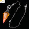 Antique Silver Tone Natural Crystal Tapered Pendant Necklace With Colorful Stone Resin Design Personality Jewelry