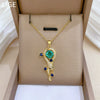 Antique Snake Full Diamond Cartoon Animal Zodiac Necklace Unisex Stainless Steel Copper