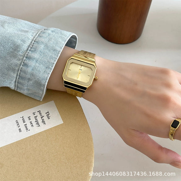 Antique Style Metal Square Women's Secondhand Small Fragrant Steel Band Watch