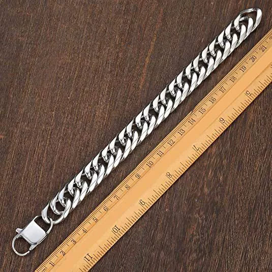 Antique Style Titanium Steel And Stainless Steel Cuban Chain Bracelet Or Necklace With Geometric Buckle Electroplated Unisex Jewelry