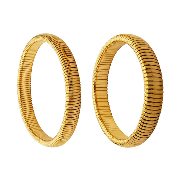 Antique Style Wide And Narrow Elastic Female Bracelet In Titanium Steel With 18K Gold Plated Electroplating