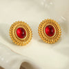 Antique Vintage Tiger Eye Stone Agate Women's Geometric Stainless Steel 18K Electroplating Earrings