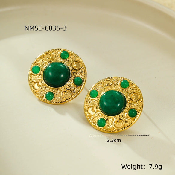 Antique Women's Geometric Stainless Steel Earrings With Electroplating