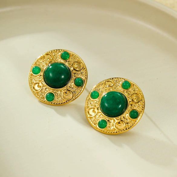 Antique Women's Geometric Stainless Steel Earrings With Electroplating