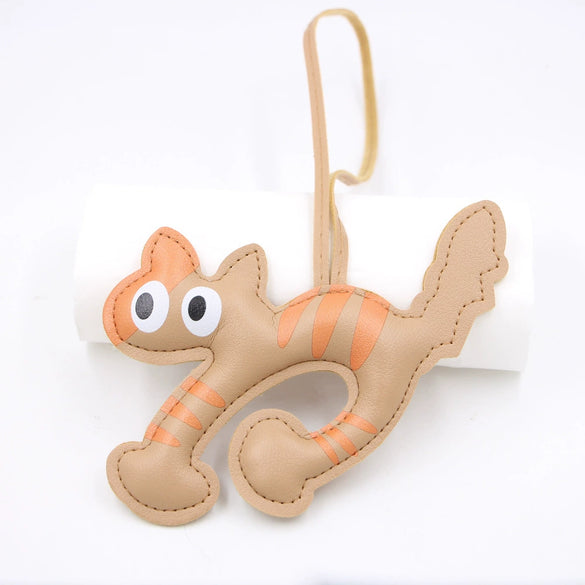 Arched Cat Lanyard Backpack Pendant In Artificial Leather With Little Bear Pig Small Animal Patterns Electroplated For Small Animal Accessories