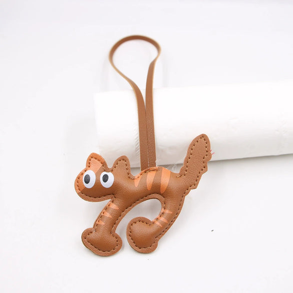 Arched Cat Lanyard Backpack Pendant In Artificial Leather With Little Bear Pig Small Animal Patterns Electroplated For Small Animal Accessories