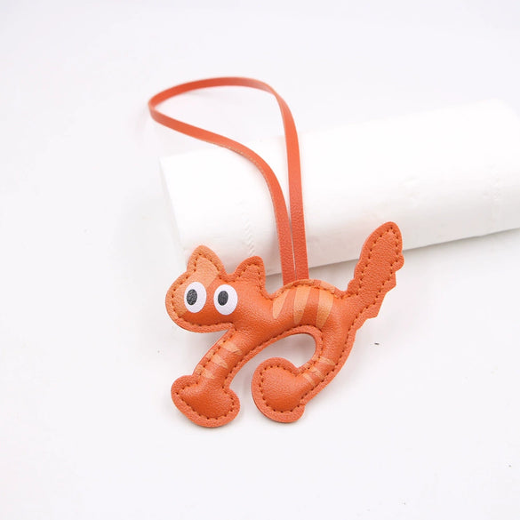 Arched Cat Lanyard Backpack Pendant In Artificial Leather With Little Bear Pig Small Animal Patterns Electroplated For Small Animal Accessories