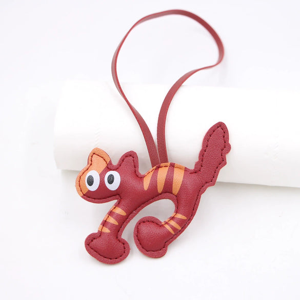 Arched Cat Lanyard Backpack Pendant In Artificial Leather With Little Bear Pig Small Animal Patterns Electroplated For Small Animal Accessories