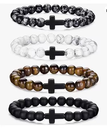 Aromatherapy Bracelet Set Volcanic Stone Agate Geometric Handmade Unisex