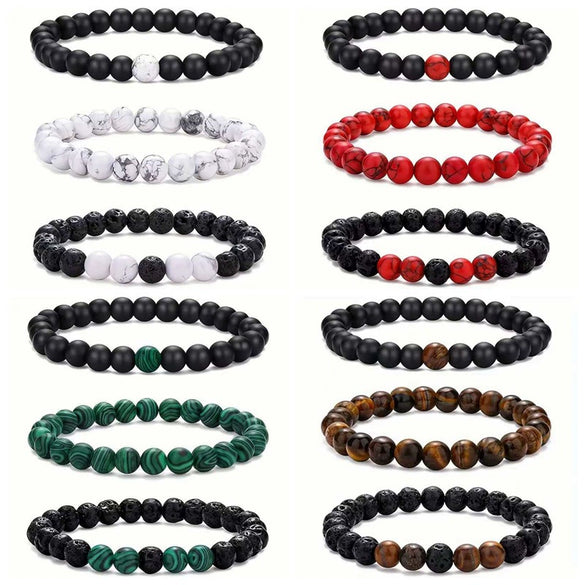 Aromatherapy Bracelet Set Volcanic Stone Agate Geometric Handmade Unisex