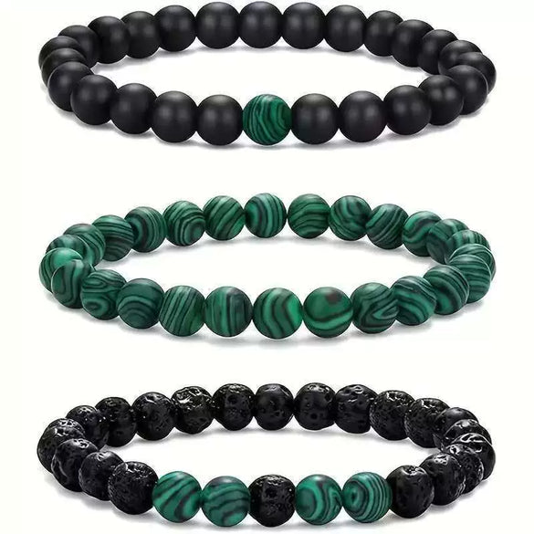 Aromatherapy Bracelet Set Volcanic Stone Agate Geometric Handmade Unisex