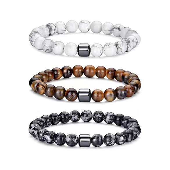 Aromatherapy Bracelet Set Volcanic Stone Agate Geometric Handmade Unisex