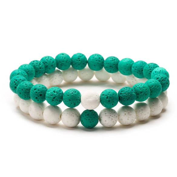 Aromatherapy Bracelet Set Volcanic Stone Agate Geometric Handmade Unisex