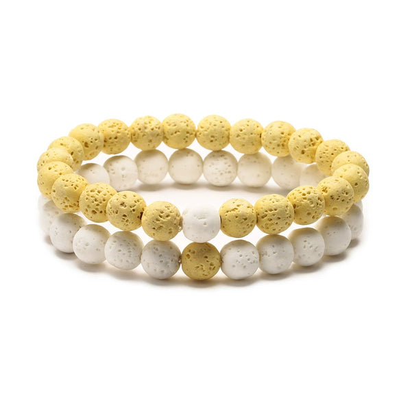 Aromatherapy Bracelet Set Volcanic Stone Agate Geometric Handmade Unisex