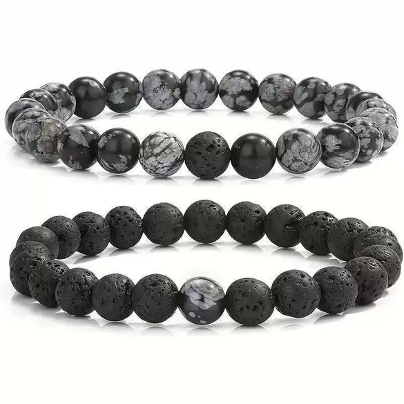 Aromatherapy Bracelet Set Volcanic Stone Agate Geometric Handmade Unisex