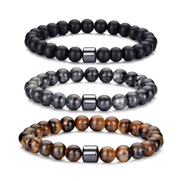Aromatherapy Bracelet Set Volcanic Stone Agate Geometric Handmade Unisex