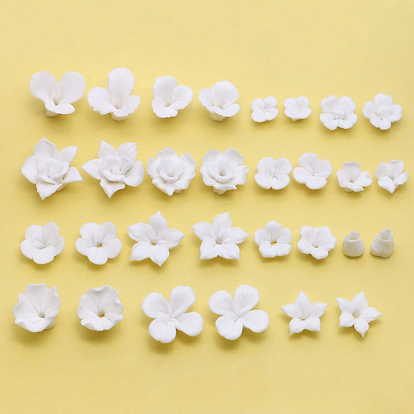 Artificial Ceramic Flower Perforated Beaded Handmade Earrings Hairpin Phone Case Accessories
