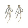 Artificial Crystal Bow Tassel Earrings For Women Pure Handmade