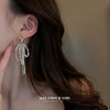 Artificial Crystal Bow Tassel Earrings For Women Pure Handmade