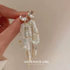 Artificial Crystal Bow Tassel Earrings For Women Pure Handmade