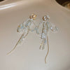 Artificial Crystal Bow Tassel Earrings For Women Pure Handmade