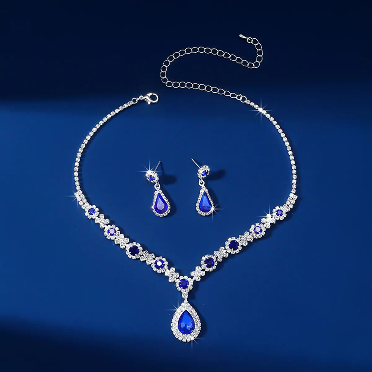 Artificial Crystal Copper Elegant Glam Water Droplets Jewelry Set