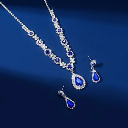 Artificial Crystal Copper Elegant Glam Water Droplets Jewelry Set