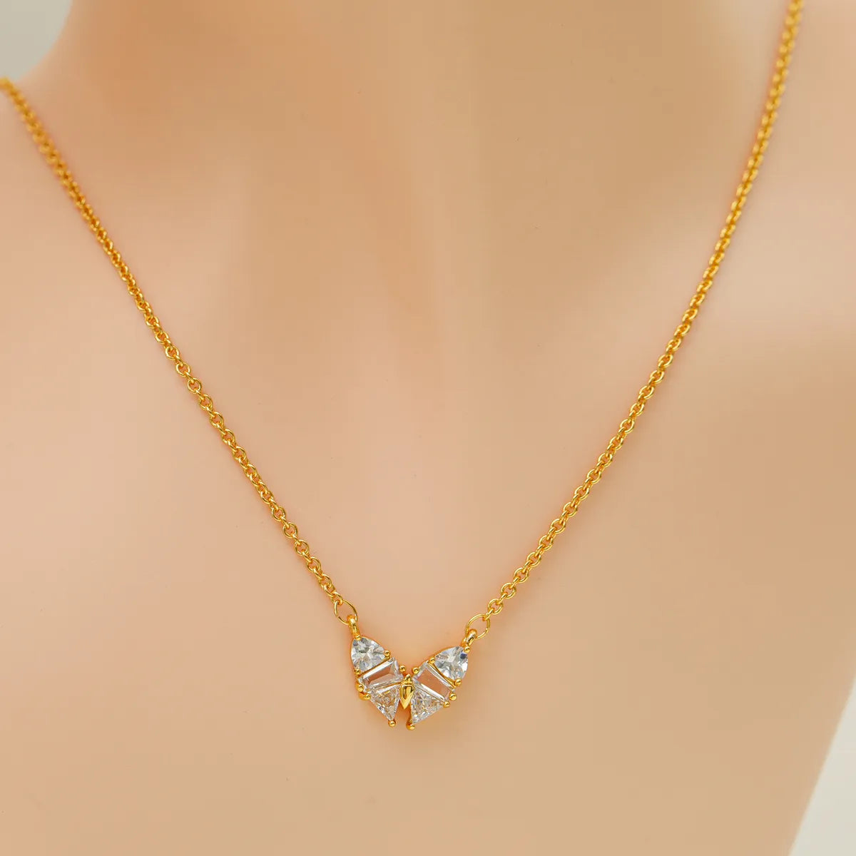 Artificial Crystal Copper Heart Shape Pendant Necklace