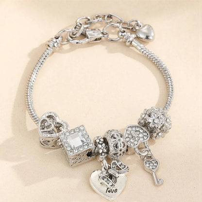 Artificial Crystal Copper White Gold Plated IG Style Modern Style Classic Style Square Heart Shape Glass Bracelets