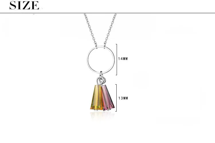 Artificial Crystal Copper Simple Style Classic Style Tassel Color Block Pendant Necklace