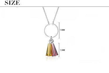 Artificial Crystal Copper Simple Style Classic Style Tassel Color Block Pendant Necklace