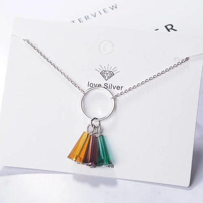 Artificial Crystal Copper Simple Style Classic Style Tassel Color Block Pendant Necklace