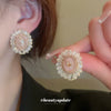 Artificial Crystal Earrings With Flower And Geometric Pattern Set With Crystal Fashion Style For Women