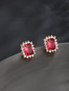 Artificial Gemstone Emerald Square Earrings Copper Alloy Geometric Electroplating Jewelry For Women