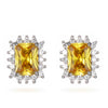 Artificial Gemstone Emerald Square Earrings Copper Alloy Geometric Electroplating Jewelry For Women