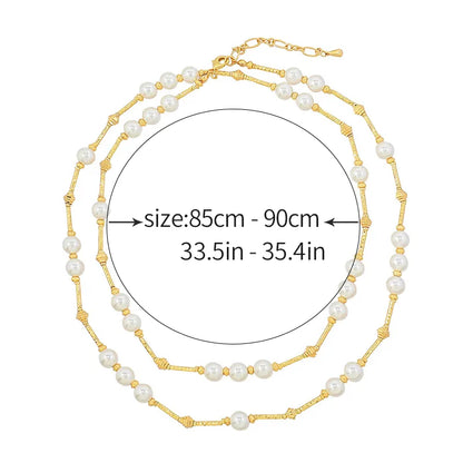 Artificial Pearl Copper 18K Gold Plated Simple Style Classic Style Beaded Round Double Layer Necklaces