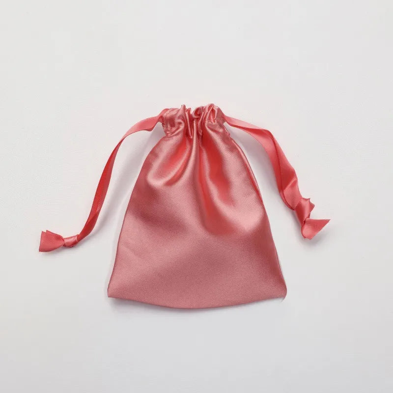 Simple Daily Imitation Silk Drawstring Cosmetic Storage Bag